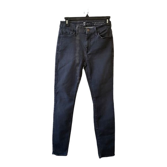 7 For All Mankind High Waist Ankle Skinny Grey Gray Jeans - Picture 1 of 8